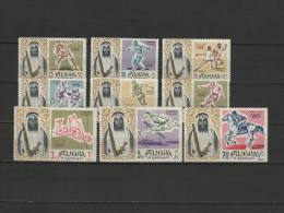 Fujeira 1964 Olympic Games Tokyo, Fencing, Football Soccer, Boxing, Athletics, Equestrian Set Of 9 MNH - Sommer 1964: Tokio