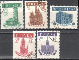 Poland 1958 - Town Halls - Mi 1046-50- Used - Used Stamps