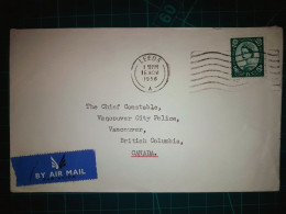 ANGLETERRE, Enveloppe Circulée Par Avion Vers La Colombie-Britannique, Canada. Année 1956. - Gebraucht