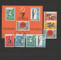 Ghana 1964 Olympic Games Tokyo, Football Soccer, Athletics, Boxing Set Of 7 + S/s MNH - Estate 1964: Tokio