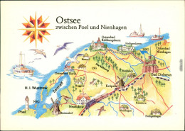 Allgemein Mecklenburg Vorpommern Landkarte: Ostsee - Zw. Poel Und Nienhagen 1983 - Autres & Non Classés
