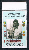 Guyana 1986 1987 Cricket Clive Lloyd Overprinted $ 15  Mnh / **, Rare - Guyane (1966-...)