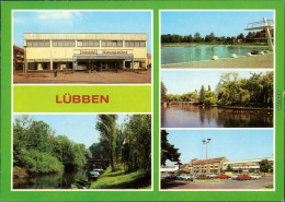 Lübben (Spreewald) Konsum-Kontaktkaufhaus HO-Gaststätte "Strandcafé" Markt 1984 - Lübben (Spreewald)