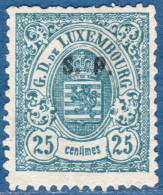 Luxemburg Service 1881 25 C Small S.P. Overprint (Haarlem Printing, Perforated 12½:12) M - Dienstmarken