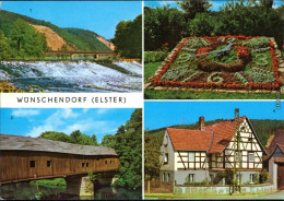Wünschendorf (Elster) Elsterwehr, Blumenuhr, Holzdachbrücke, OT Cronschwitz 1978 - Sonstige & Ohne Zuordnung