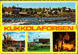 Kukkolaforsen Siedlung Am Fluss, Fischer Am Holzdamm, Ortsmotiv, Lagerfeuer 1988 - Finlande