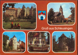 Schleusingen Schloß Bertholdsburg, Johanniskirche, Marktbrunnen, Heckenturm 1987 - Schleusingen
