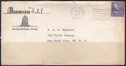 1945 Greenvwood Mississippi (Jan 22) Midway Hotel - Briefe U. Dokumente