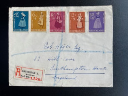NETHERLANDS 1958 REGISTERED LETTER AMSTERDAM WAALSTRAAT TO SOUTHAMPTON UK NEDERLAND - Brieven En Documenten