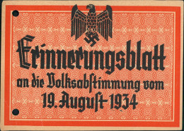 Erinnerungsblatt Voilksabstimmung 19. August 1934 - Sin Clasificación