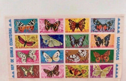 GUINÉE ÉQUATORIALE 1975 1 Bloc 16 V Oblitéré Farfalle Papillons Butterflies Mariposas Schmetterlinge GUINEA ECUATORIAL - Vlinders