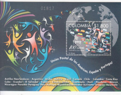 2011 Colombia Upaep Anniversary Flags  Souvenir Sheet MNH - Colombia