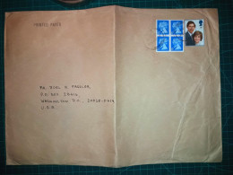 ANGLETERRE, Enveloppe Envoyée Par Avion à Washington D.C., USA, Avec Divers Cachets Royaux. Année 1990 - Usati