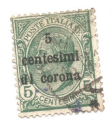 (COLONIE E POSSEDIMENTI) 1919, TRENTO E TRIESTE, SOVRASTAMPATI, 5c - Francobollo Usato (CAT. SASSONE N.3) - Trente & Trieste