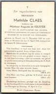 Bidprentje Hasselt - Claes Mathilde (1857-1940) - Imágenes Religiosas