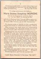 Bidprentje Hauwaart - Hofkens Maria Joanna Josephina (1894-1948) - Santini