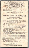Bidprentje Heffen - De Borger Maria Paulina (1867-1942) - Images Religieuses