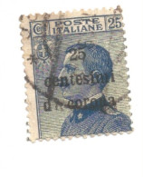 (COLONIE E POSSEDIMENTI) 1919, TRENTO E TRIESTE, SOVRASTAMPATI, 25c - Francobollo Usato (CAT. SASSONE N.6) - Trentin & Trieste