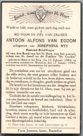 Bidprentje Heist-o/d-Berg - Van Egdom Antoon Alfons (1884-1949) - Andachtsbilder