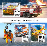Guinea Bissau 2021, Transport, Helicopter, Plane, Fire Engine, Ambulance, 3val In BF - Guinea-Bissau