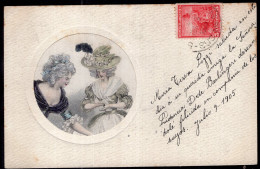 Argentina - 1906 - Women - Drawing Of Two XVIII Century Fancy Woman - Donne