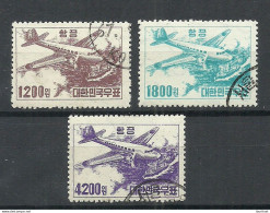 South Korea 1952 Michel 154 - 156 O Air Planes Flugzeuge Air Mail Flugpost - Flugzeuge