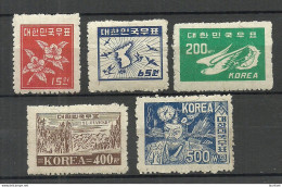 South Korea 1949 Michel 58 - 62 MNH/MH - Corée Du Sud