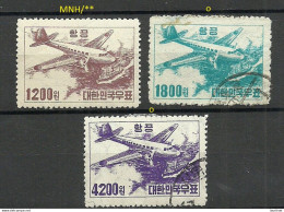 South Korea 1952 Michel 154 - 156 MNH/o Air Planes Flugzeuge Air Mail Flugpost - Flugzeuge