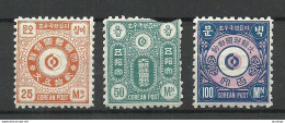 Korea 1884 Michel I - III (Not Issued) NB! Middle Stamps Has Damaged Perf At Top Margin! - Corée (...-1945)