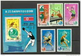 KOREA DPR 1979 Tischtennis Michel 1828 - 1832 + Block Mi 56 O - Tennis Tavolo