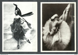 Anna Pavlova Balerin Balerina Dancer, 2 Post Cards, Printed In USA, Unused - Danza