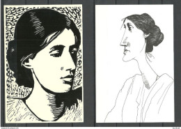 English Writer Virginia Woolf, 2 Post Cards, Printed In USA, Unused - Beroemde Vrouwen