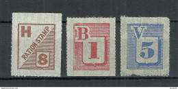 USA, 3 Different Ration Stamps, Unused - Unclassified
