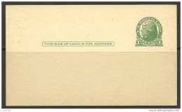 USA Stationary Card Ganzsache President Jefferson Unused - Storia Postale