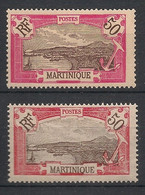 MARTINIQUE - 1908-18 - N°YT. 73 + 73a - Fort De France 50c - Rose Vif + Rouge - Neuf Luxe ** / MNH / Postfrisch - Nuevos