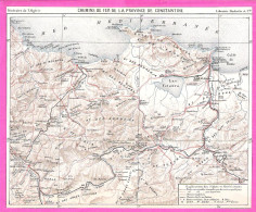 Carte Des Lignes De Chemin De Fer De La Province De Constantine En Algérie Vers 1910 Par Hachette - Geographische Kaarten