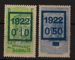 COTE DES SOMALIS - 1922 - N°YT. 101 à 102 - Série Complète - Neuf * / MH VF - Ungebraucht