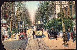 France - 1913 - Nice - Avenue De La Gare - Tráfico Rodado - Auto, Bus, Tranvía