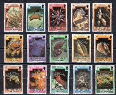 British Virgin Islands Serie 15v 1985 Marine Life Overprint OFFICIAL Of The 1980 Issue Coral Crab Shell MNH - Iles Vièrges Britanniques