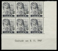 SAARLAND 1947 Nr 226ZII Bru Postfrisch 6er-BLOCK ECKE-U X81AFA2 - Unused Stamps