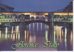 Ponte Vecchio Florence Illuminé  Fleuve L'Arno Le Soir Reflet Dans L'eau     2 Sc - Firenze
