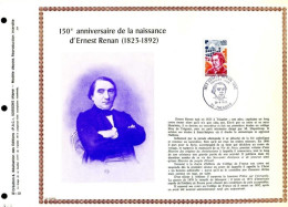 Rare Feuillet PAC (précurseur De CEF) De 1973 - 150è Anniversaire De La Naissance D’Ernest RENAN (1823-1892) - 1970-1979
