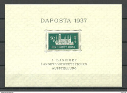 Germany Deutschland DANZIG 1937 S/S Block Michel 1 Daposta Exhibition MNH - Nuovi
