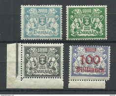 Germany Deutschland DANZIG 1923, 4 Stamps, * - Mint