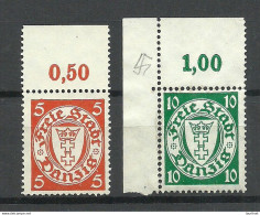 Germany Deutschland DANZIG 1938 Michel 290 & 292 (*) Ohne Gummi/mint No Gum - Nuevos