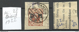 Germany Danzig 1922 Michel 28 Dienstmarke O - Service