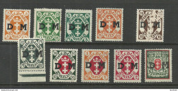 Germany Danzig 1921/1922 - 10 Dienstmarken Duty Tax, Unused *(*) NB! Catalogue Numbers Written At Back Side! - Oficial