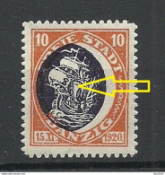 Germany Deutschland DANZIG 1921 Michel 54 (*) Abart ERROR Variety = Shifted Center Print Mint No Gum/ohne Gummi - Postfris