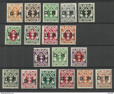Gemany Deutschland DANZIG 1921/1922 Lot Of 18 Dienstmarken Duty Tax * - Dienstzegels