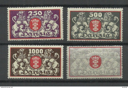Germany Deutschland DANZIG 1923 Michel 119 - 122 MNH/MH (only 1000 Mk Is MH*/, Other 3 Stamps Are MNH) - Nuovi